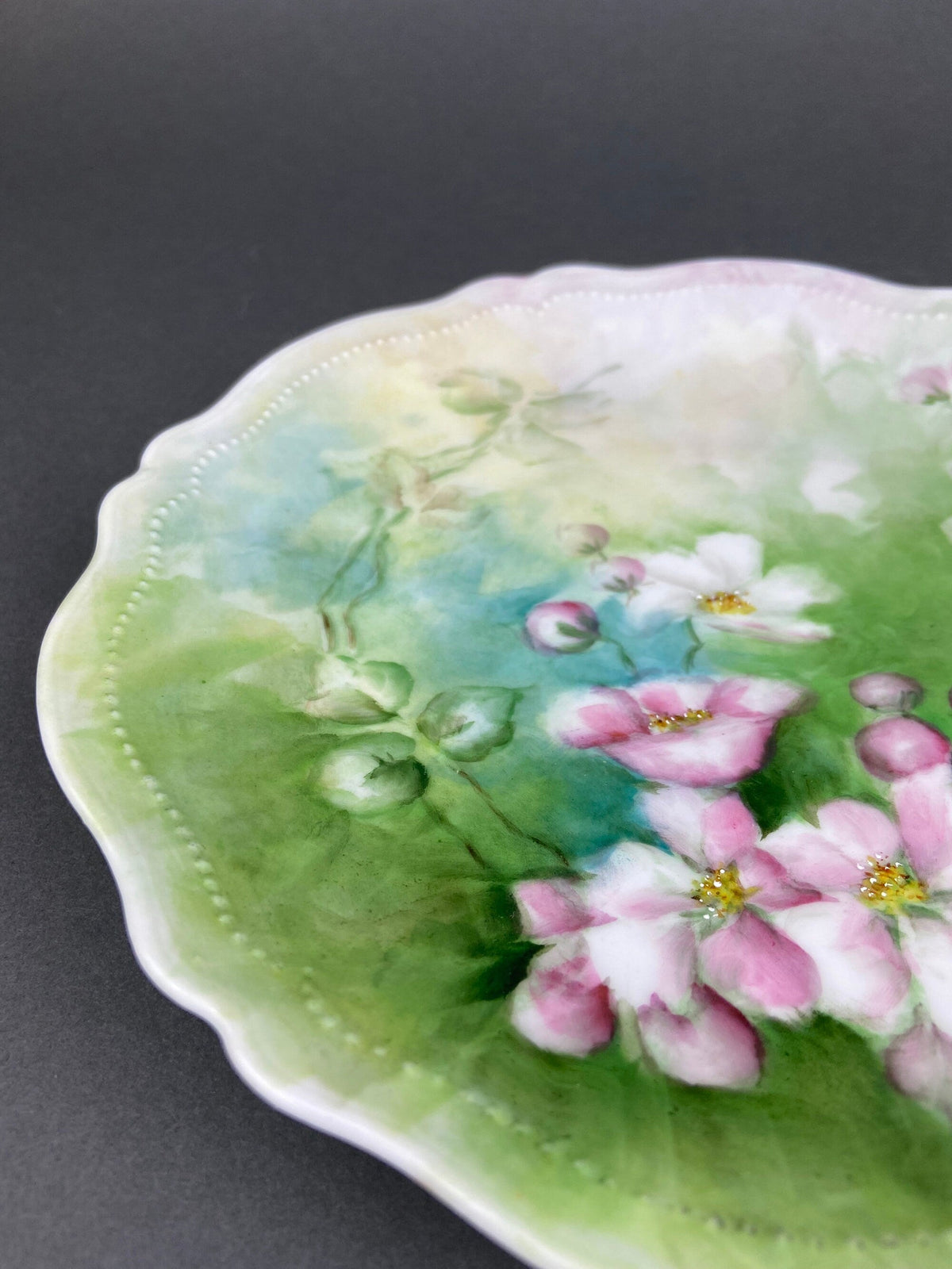 Royal Austria Decorative Plate: Hand-Painted Tea Roses, Fine Bone China