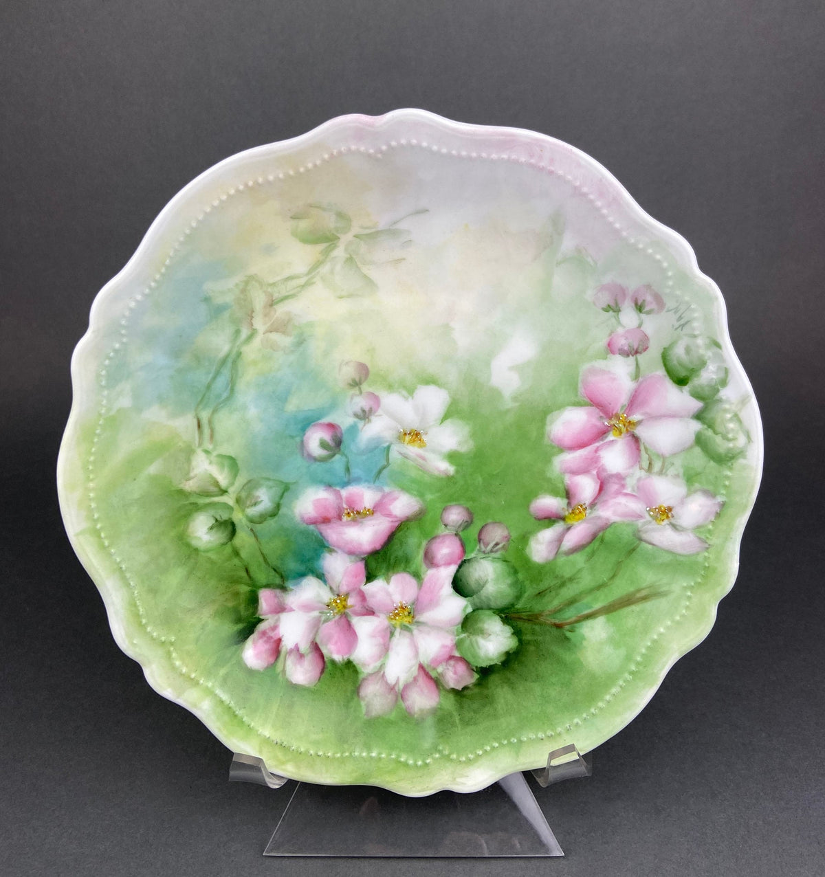 Royal Austria Decorative Plate: Hand-Painted Tea Roses, Fine Bone China