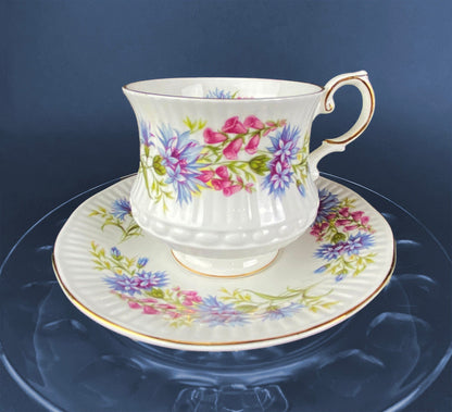 Vintage Royal Dover Fine Bone China Tea Cup, Floral Wreath, Made in England