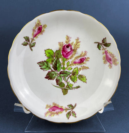 Vintage Royal Chelsey Moss Rose Tea Cup and Saucer, English Bone China
