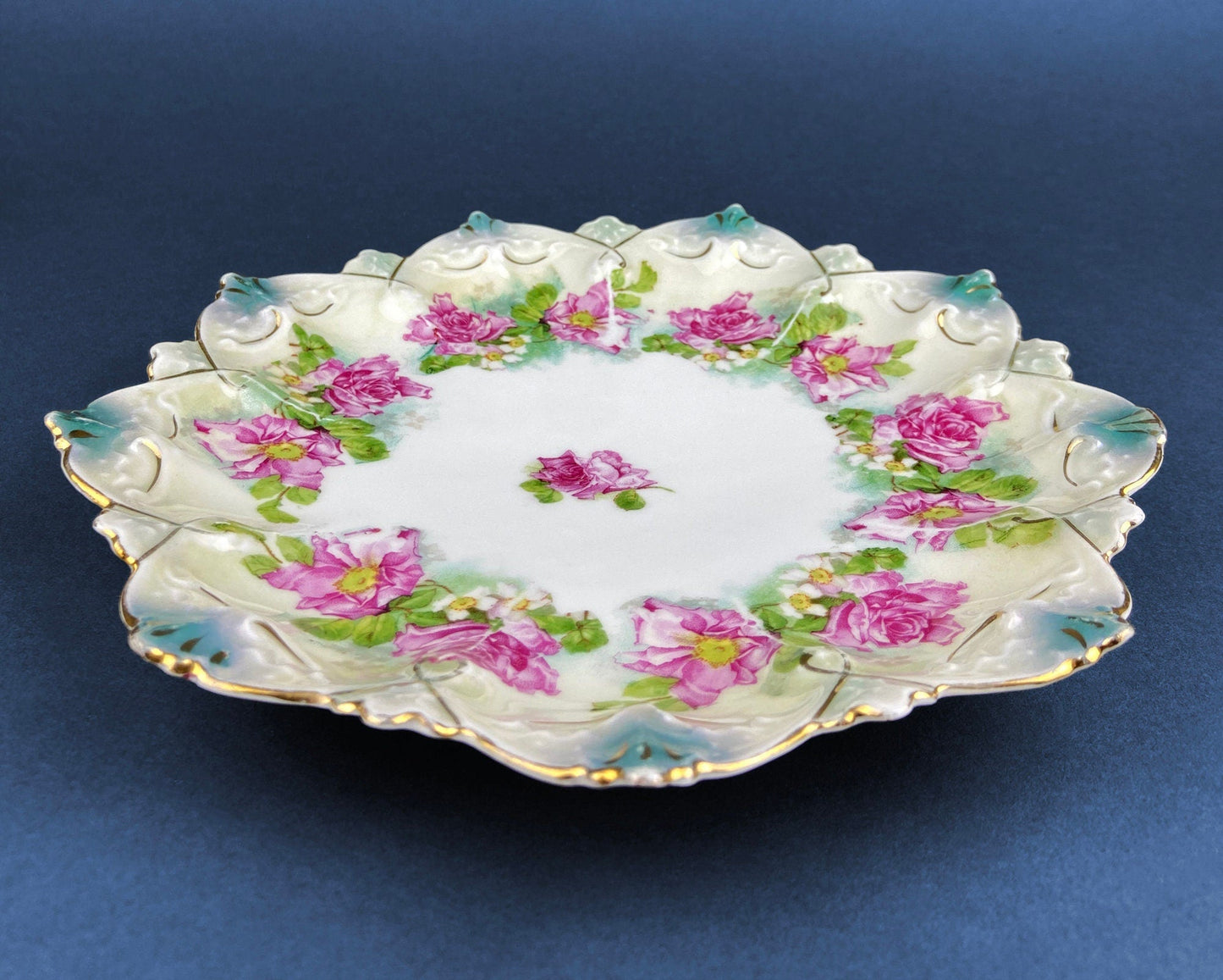 Antique Decorative Plate by Imperial Vienna. Hand Painted Collectable Serving Platter. M.Z. Austria. 1900-1909.
