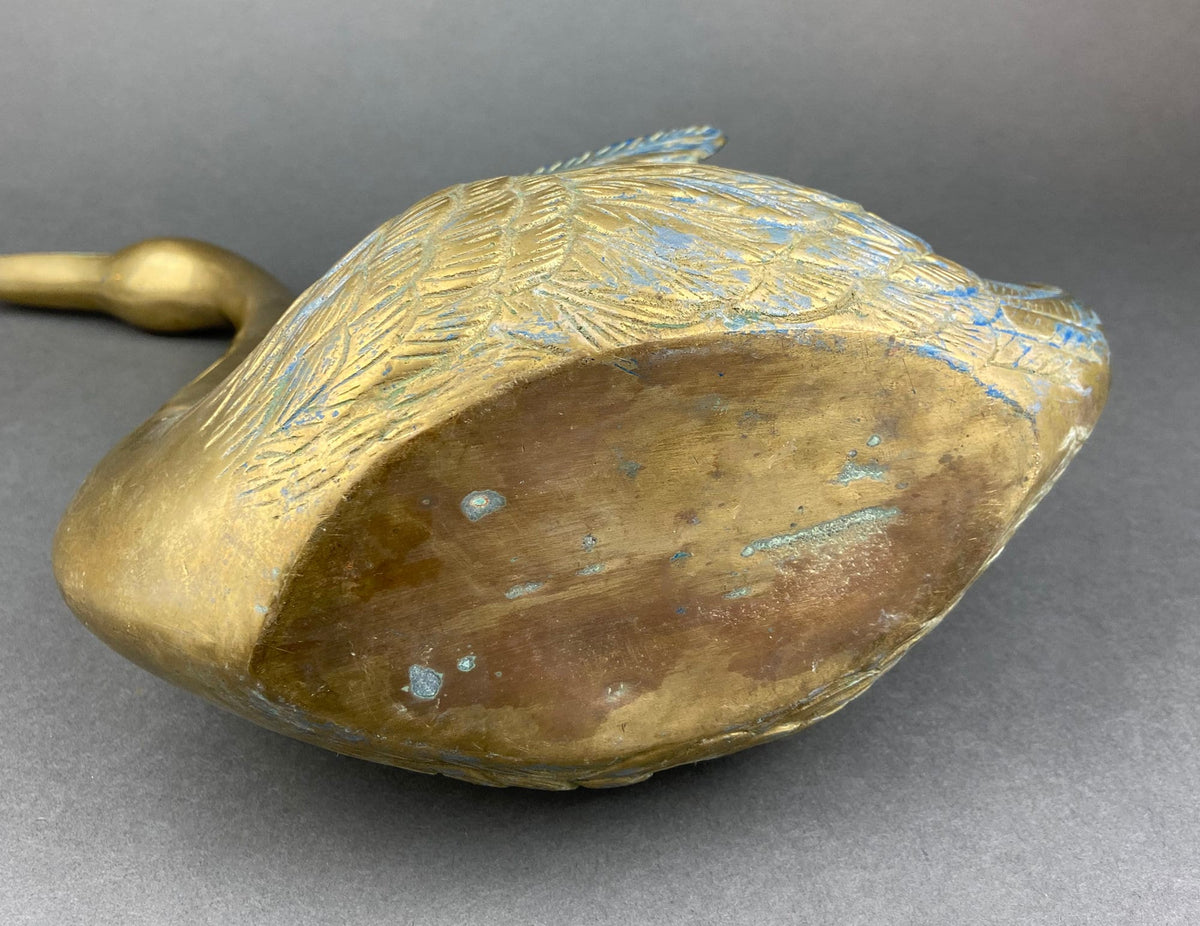 Brass Planter Shaped like Swan. Bird Shaped Herb Planter. Green House Decor. Window Sill Decor.