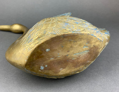 Brass Planter Shaped like Swan. Bird Shaped Herb Planter. Green House Decor. Window Sill Decor.