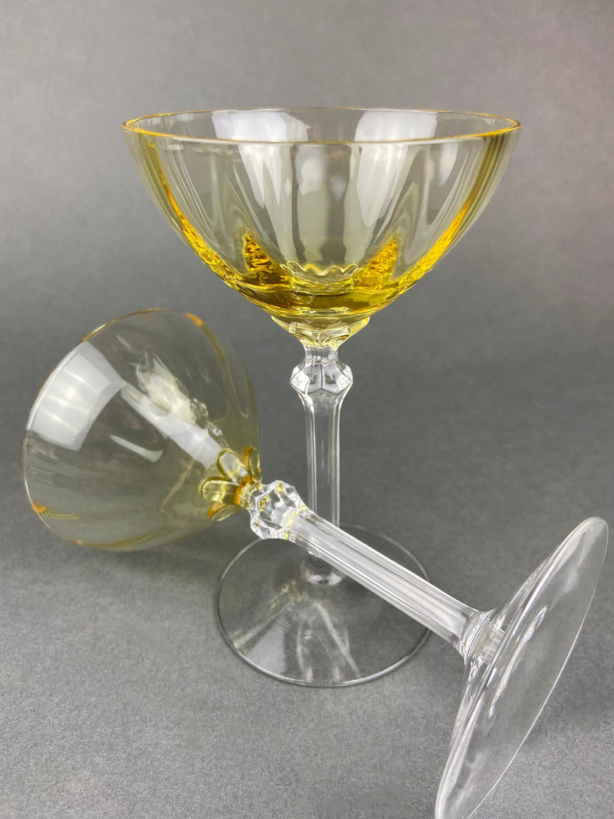 Vintage Fostoria Topaz Claret Glasses, Light Yellow Stemware, Set of Two