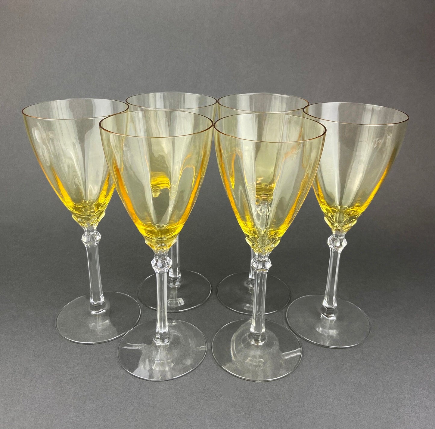 Vintage Fostoria Topaz Claret Glasses, Light Yellow Stemware, Set of Two