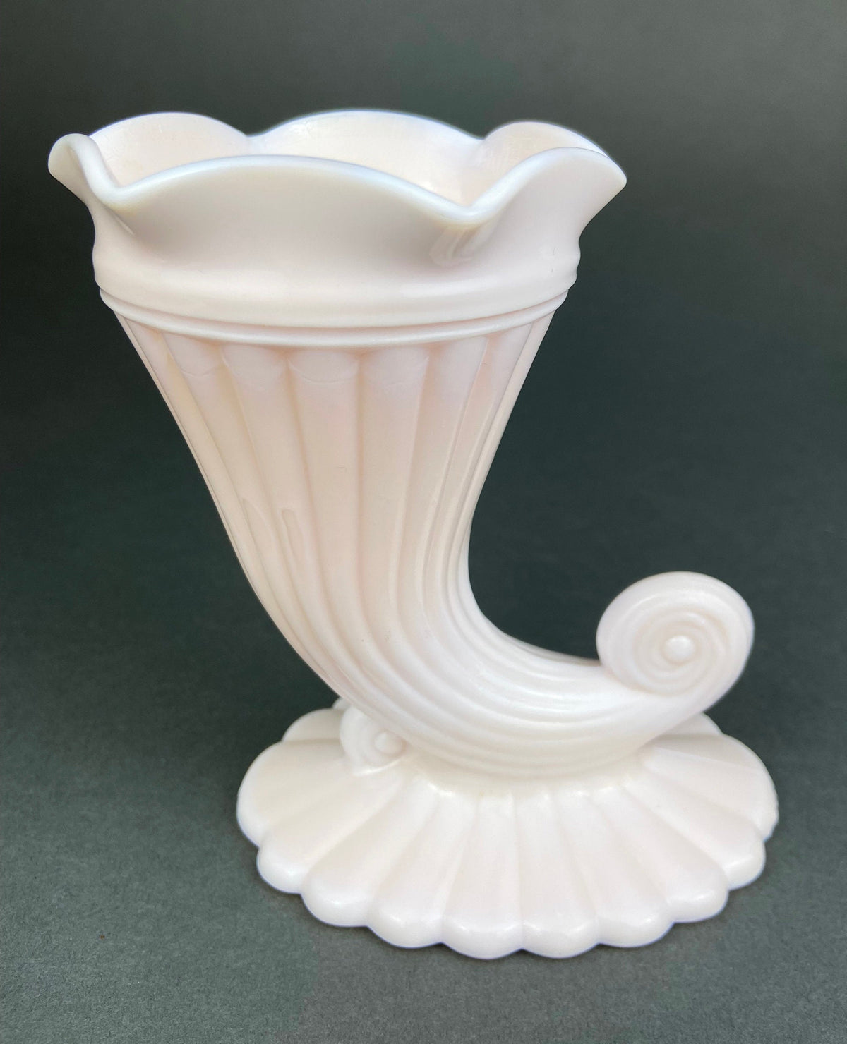 Milk Glass Horn Vases. Hobnail, Cornucopia Shaped Vase. Table Centerpiece. Collectible Trumpet Floral Vase.