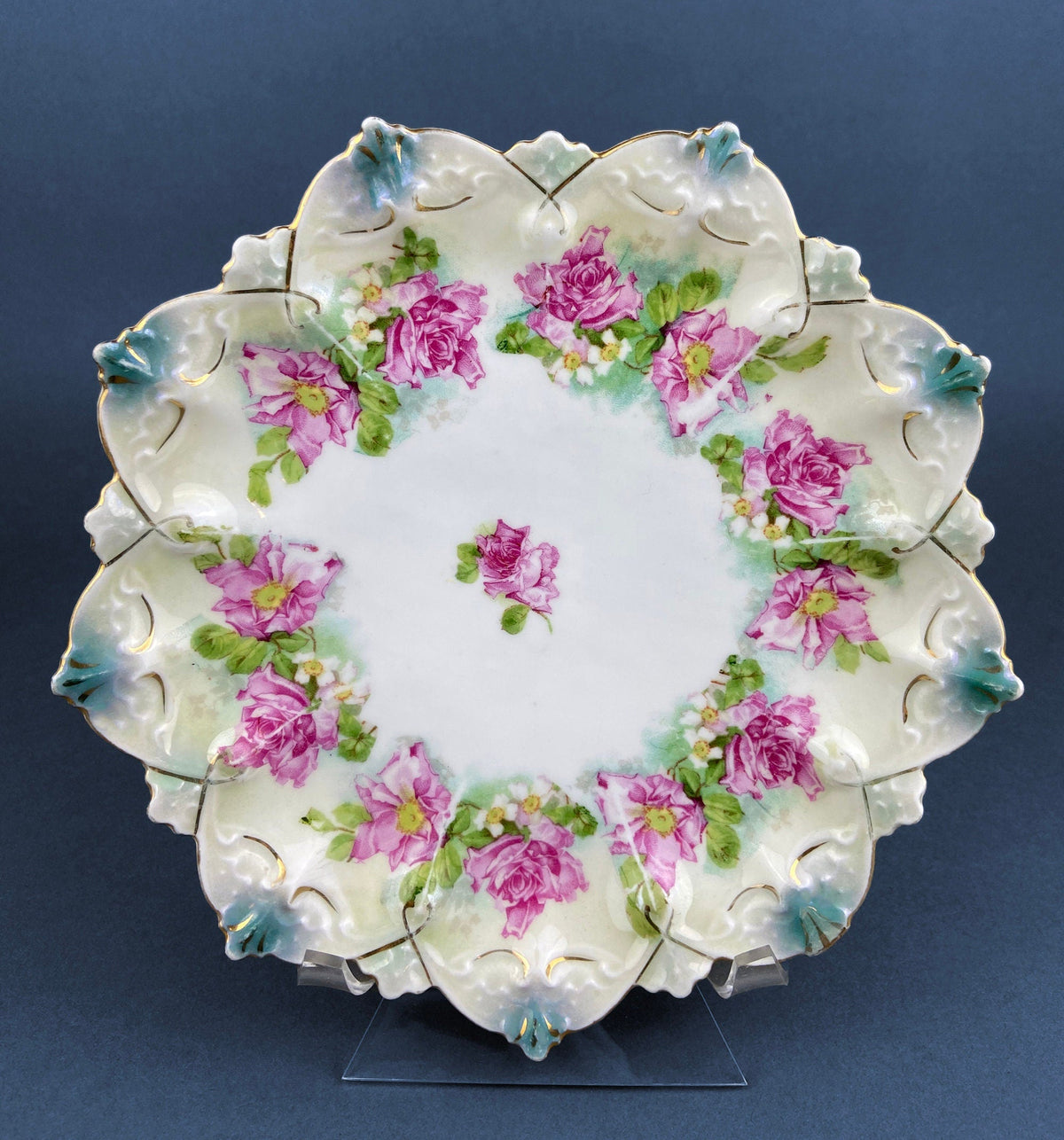 Antique Decorative Plate by Imperial Vienna. Hand Painted Collectable Serving Platter. M.Z. Austria. 1900-1909.