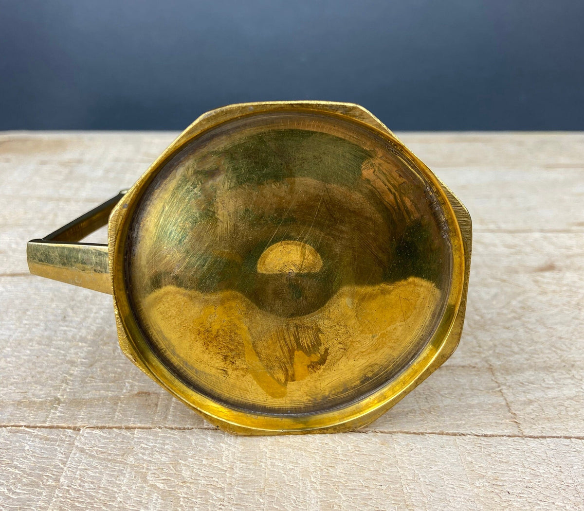 Antique Brass Coffee Set with Coffee Pot, Creamer & Sugar Bowl. Heavy Brass Pots with Handles. Kitchen Accessories.