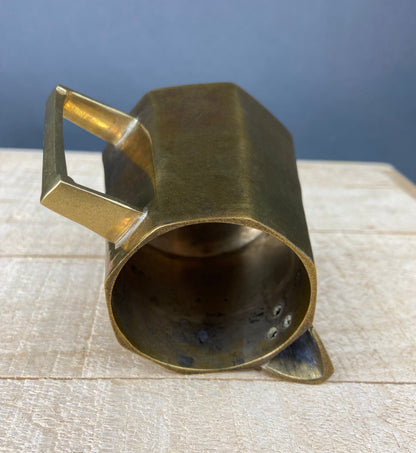Antique Brass Creamer and Sugar Dish. Heavy Brass Containers with Handles. Kitchen Accessories.
