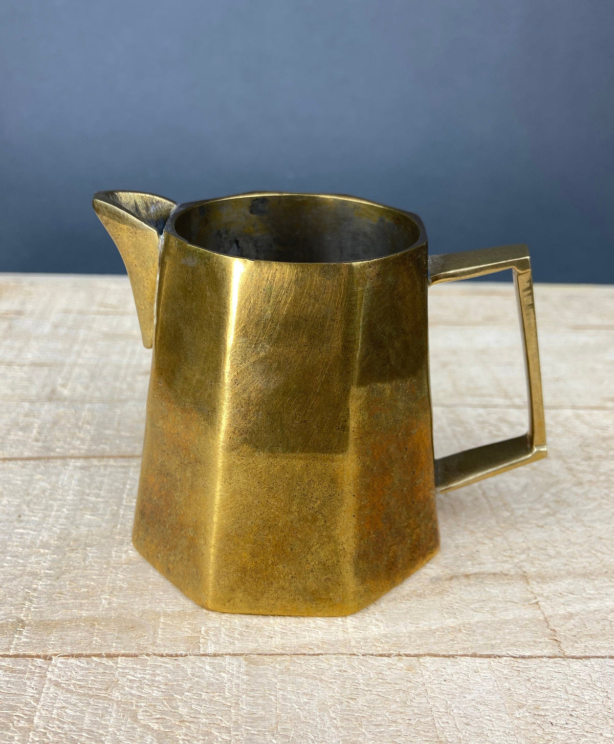 Antique Brass Creamer and Sugar Dish. Heavy Brass Containers with Handles. Kitchen Accessories.