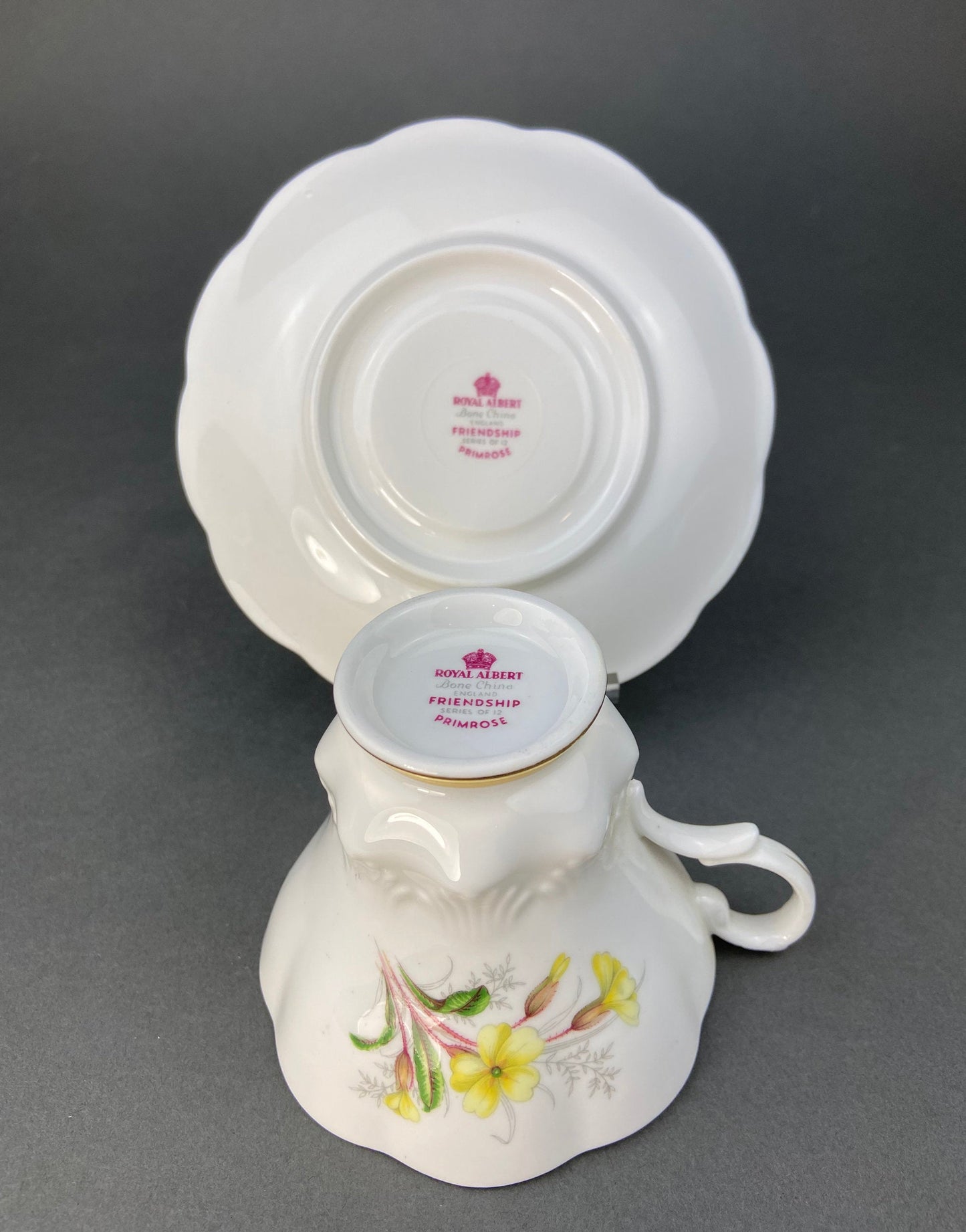 Vintage Royal Albert Bone China Tea Cup and Saucer - Primrose Friendship Series