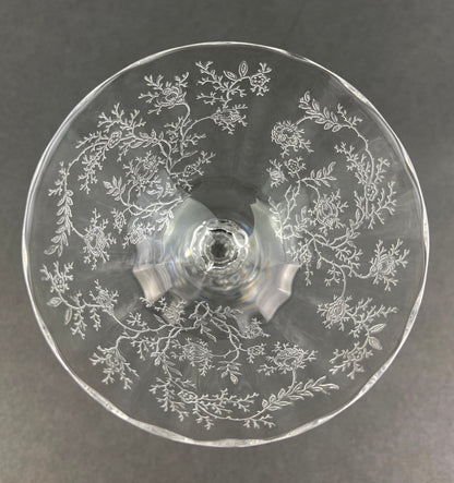 Vintage Fostoria Claret Wine Glasses. Set of Two Chintz Motif Stemware. Fine Dining.