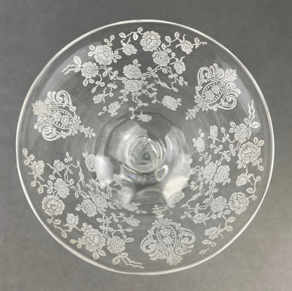 Cambridge Crystal Claret Glasses, Rosepoint Etched Floral Motif, Set of 8