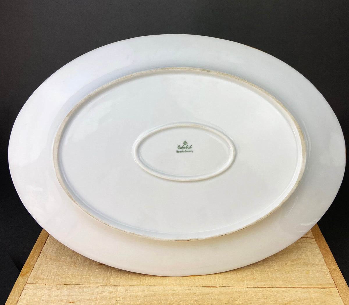 Eschenbach Baronet China Serving Set. Sauce Boat, Three Oval Platters, Egg Cup and Four Shakers with Tray. Germany. Holiday Celebration.