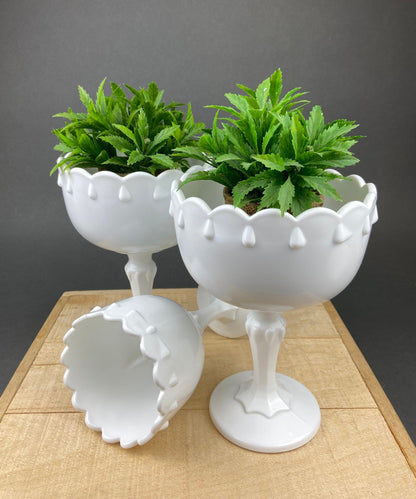 Milk Glass Wheat Design Vase and Planters. Set of Three Differently Shaped Vases. White Herb Planters. Home Decor. Window Sill Garden.