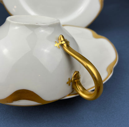 Antique Limoges Porcelain Serving Set. Tea or Coffee Cup with Saucer,  Dinner, and Salad Plates. Finest Porcelain by Haviland, France.