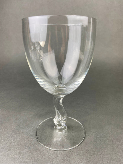 Fostoria Contour Clear Crystal Goblets with S-Shaped Stem. Set of Seven Water or Juice Stemware.  Luxurious Barware. Gift for Him.