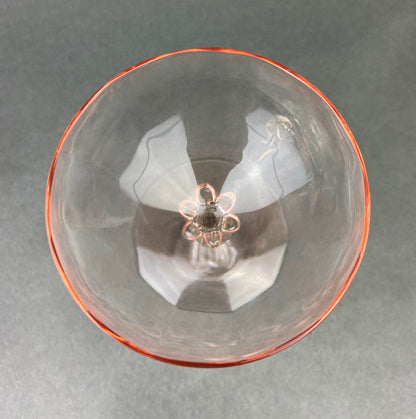Vintage Fostoria Crystal Glasses in Pink. Tall Claret Light Pink Stemware. Set of Five Footed Glassware for Fine Dining.