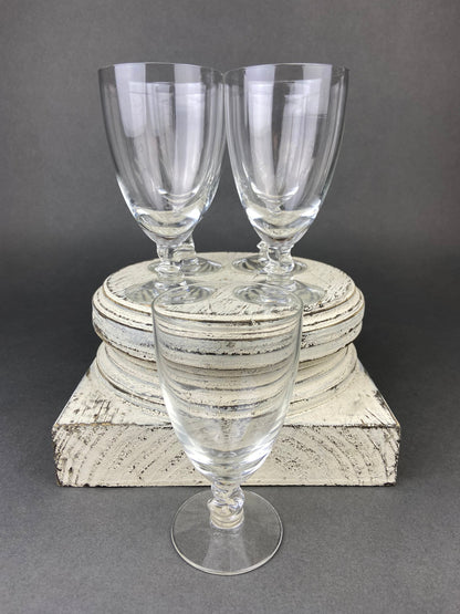 Vintage Contour Clear by Fostoria Crystal Juice Glasses with S Shaped Stem. Set of Five Small Stemware. Collectible Glassware. Fine Dining.