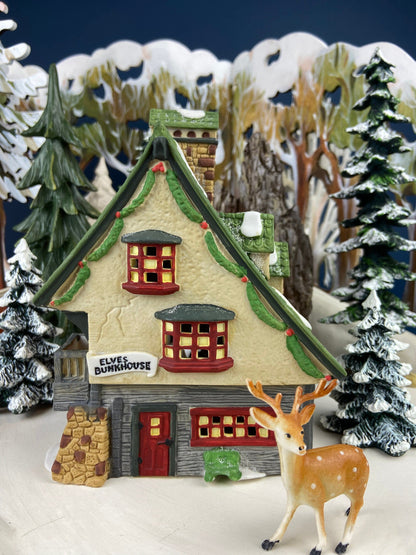 Dept. 56. Elves Bunkhouse.  Illuminated Christmas Village Porcelain House. North Pole Series. Holiday Decor.
