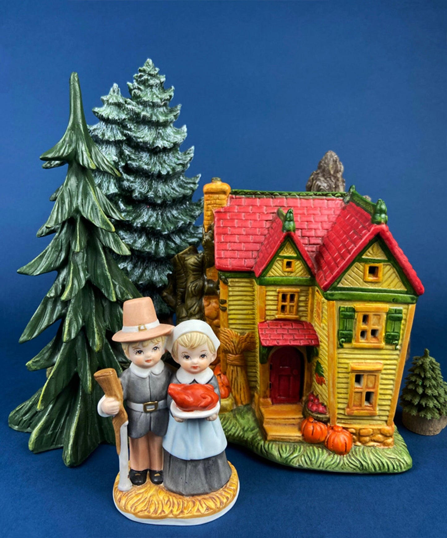 Haunted Porcelain Pumpkin House. Hand-Painted Illuminated Village Accessory. Fall/Thanksgiving/Halloween Celebration. Kids Room Decor.