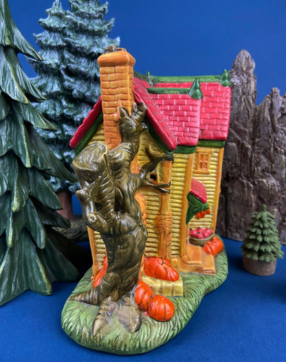 Haunted Porcelain Pumpkin House. Hand-Painted Illuminated Village Accessory. Fall/Thanksgiving/Halloween Celebration. Kids Room Decor.