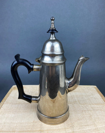 Vintage Metal Coffee Pot, Tea Pot with Creamer & Sugar Bowl with Black Handles. Marked WE B.P.M.S.
