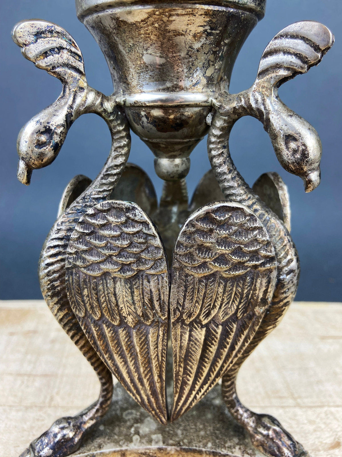 Antique Pillar Candle Holder/Silver Plated Candle Stand/Art Nouveau Relief. Fine Dining.
