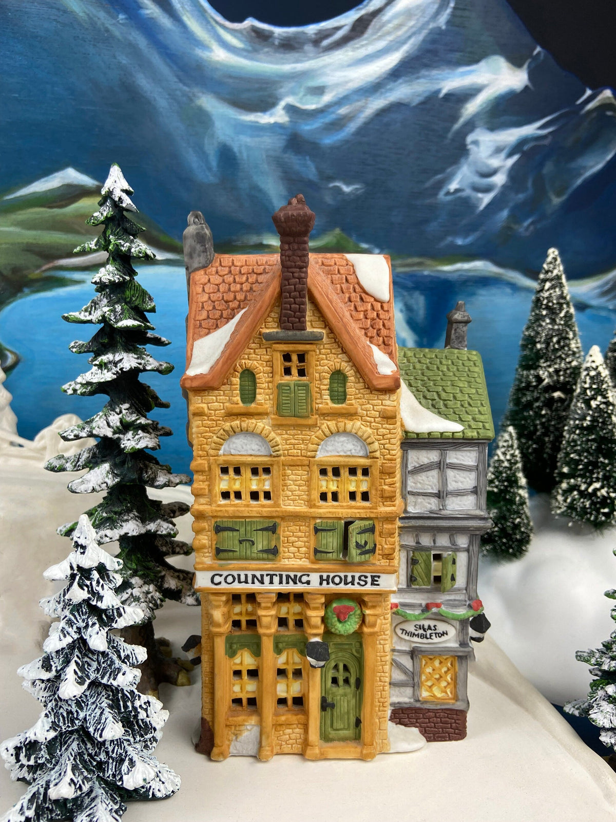 Christmas Village House by Dept 56. Illuminated Nephew Fred's Flat. Dickens Village Series.  Christmas Diorama. Holiday Celebration.