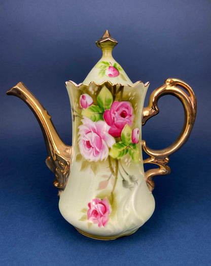 Lefton Tea Cup and Saucer: Hand Painted Roses, Collectible Tea Set