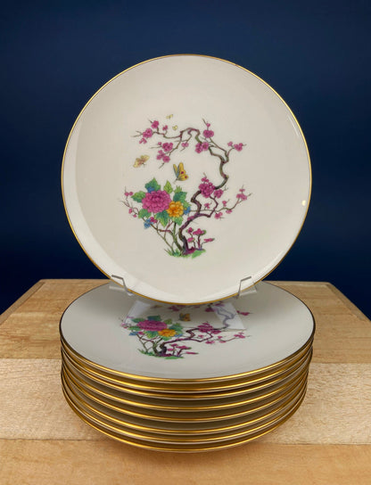 Tea Coffee Serving Set by Noritake, Elvira. 4 Porcelain Cups & Saucers, 4 Square Dessert Salad Plates. Hosting Essentials. Dining Room Decor
