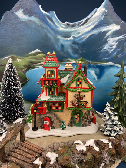 Illuminated Aldeburgh Music Box Shop. Celebrating Music. Christmas Village Porcelain House and Built-in Music Box. Dickens' Village Series.