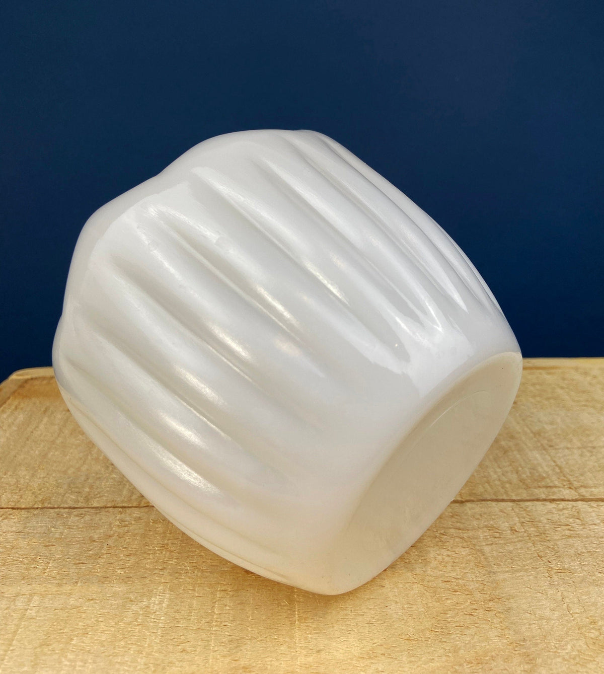 Milk Glass Planters or Vases. Vintage White Flower Pots with Ribbed Patterns and Pinched Rims. Set of Three. Window Sill Herbal Garden.