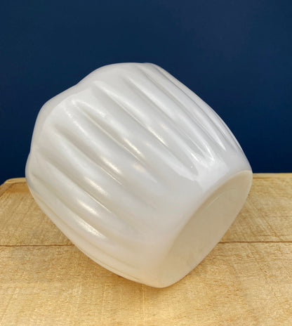 Milk Glass Planters or Vases. Vintage White Flower Pots with Ribbed Patterns and Pinched Rims. Set of Three. Window Sill Herbal Garden.
