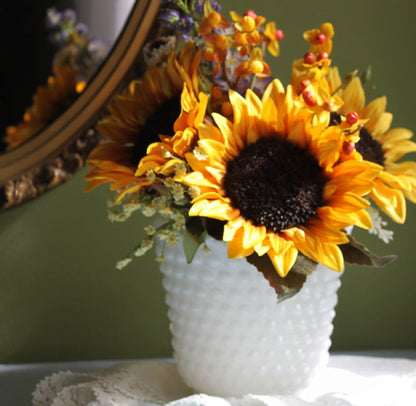 Milk Glass Planters or Vases. Vintage White Flower Pots with Ribbed Patterns and Pinched Rims. Set of Three. Window Sill Herbal Garden.