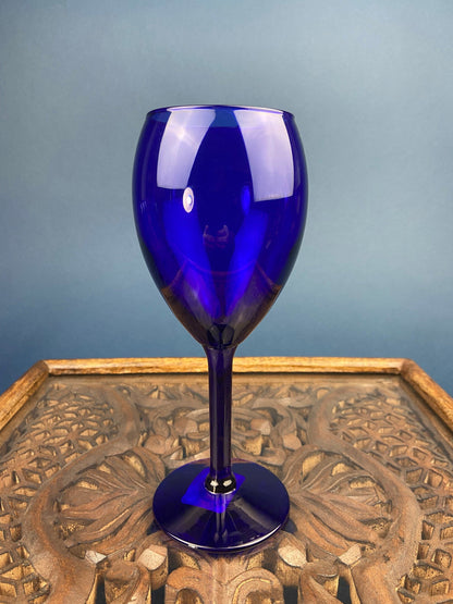 Cobalt Blue Wine Glasses.  Set of Six Stemware. Dark Blue Modern Glasses. Holiday Celebration.