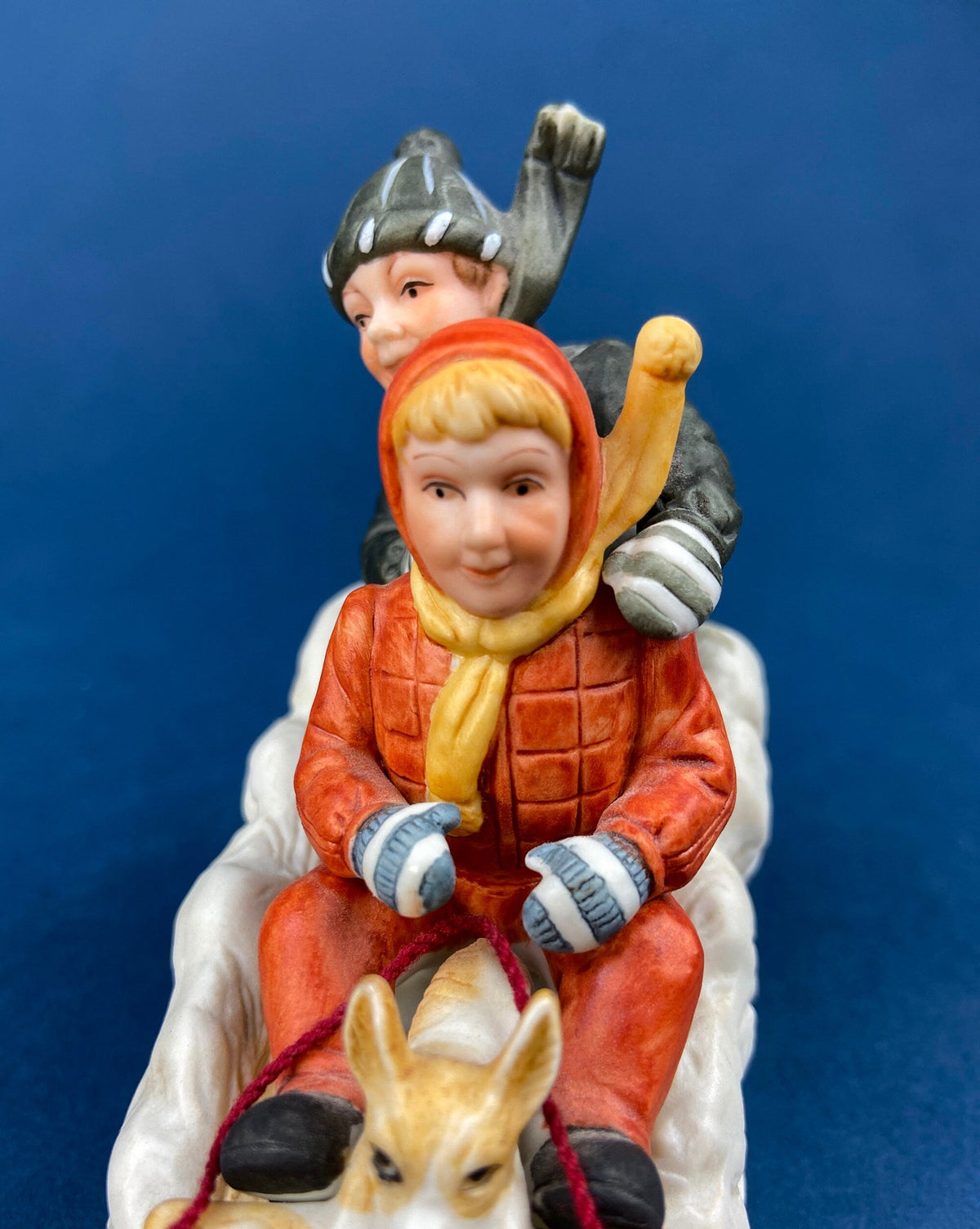 Get Well Soon Porcelain Figurine of Boy Holding Sick Dog. Inspired by Norman Rockwell's Saturday Evening Post Cover: "At the Vets."