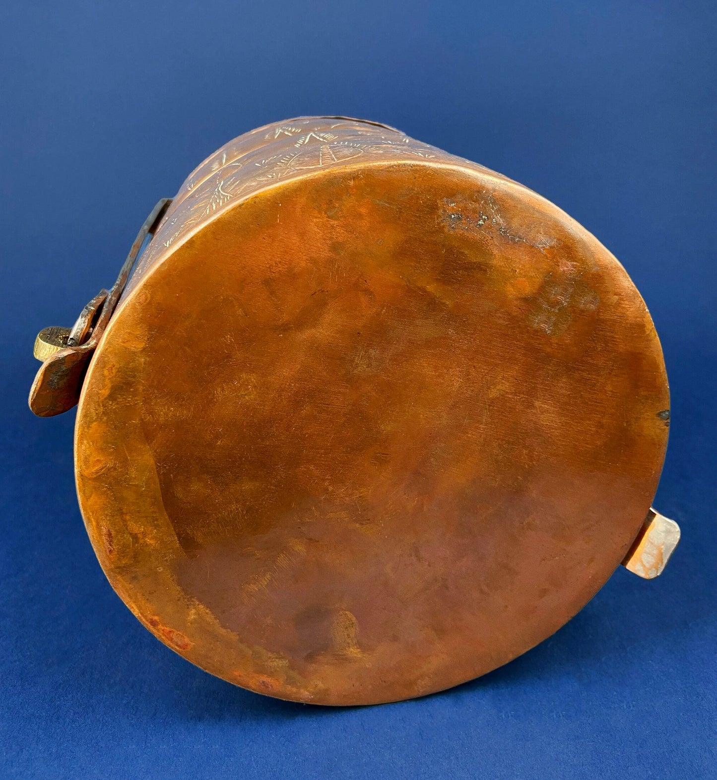 Antique 19th-century Copper and Brass Turkish 4 Stacking Bowls Lunch Box with Handle. Vintage Gifts.