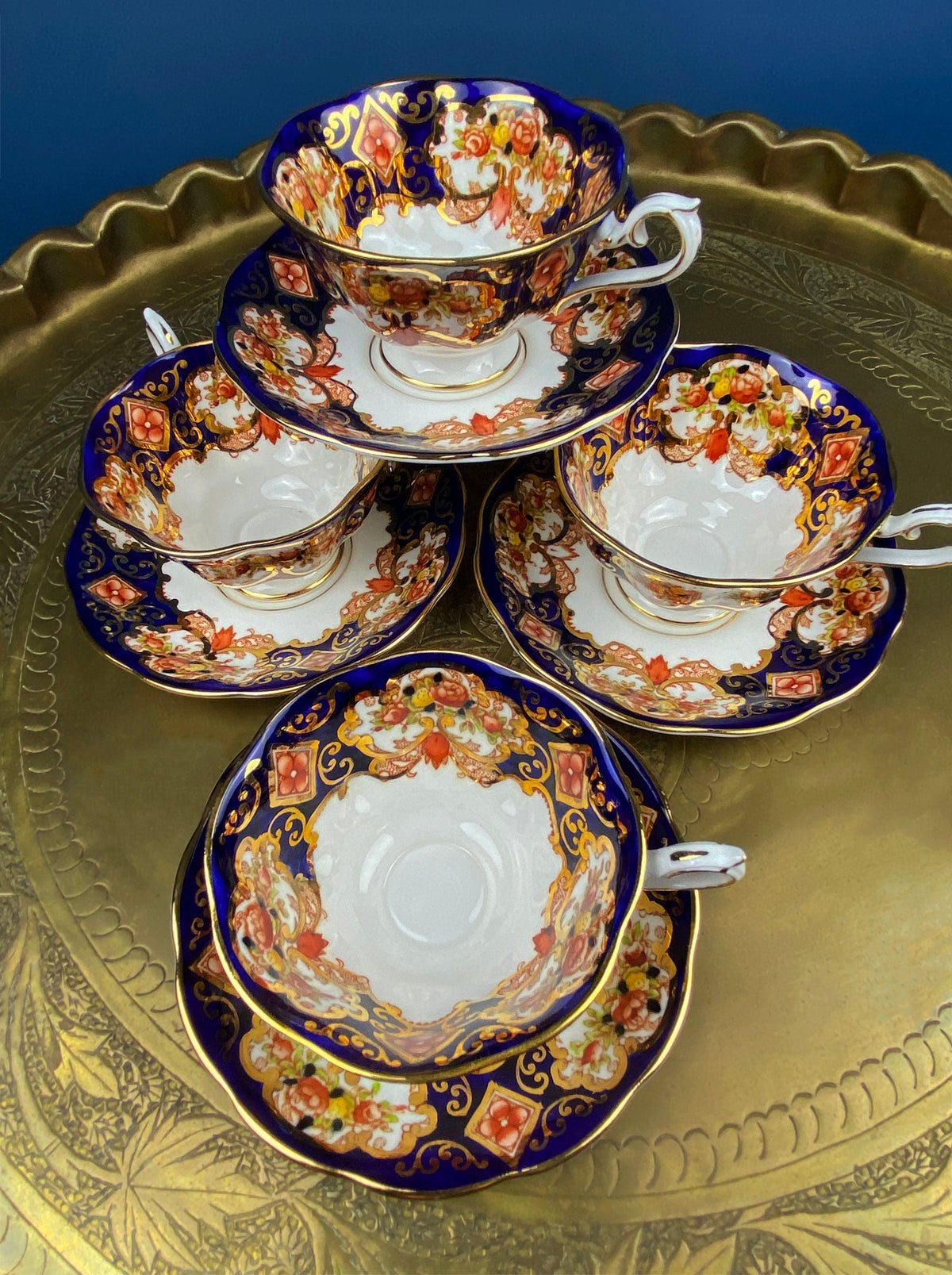 Vintage TeaCup and Saucer. Hand Painted Royal Albert Bone China. Heirloom Pattern. Made in England.