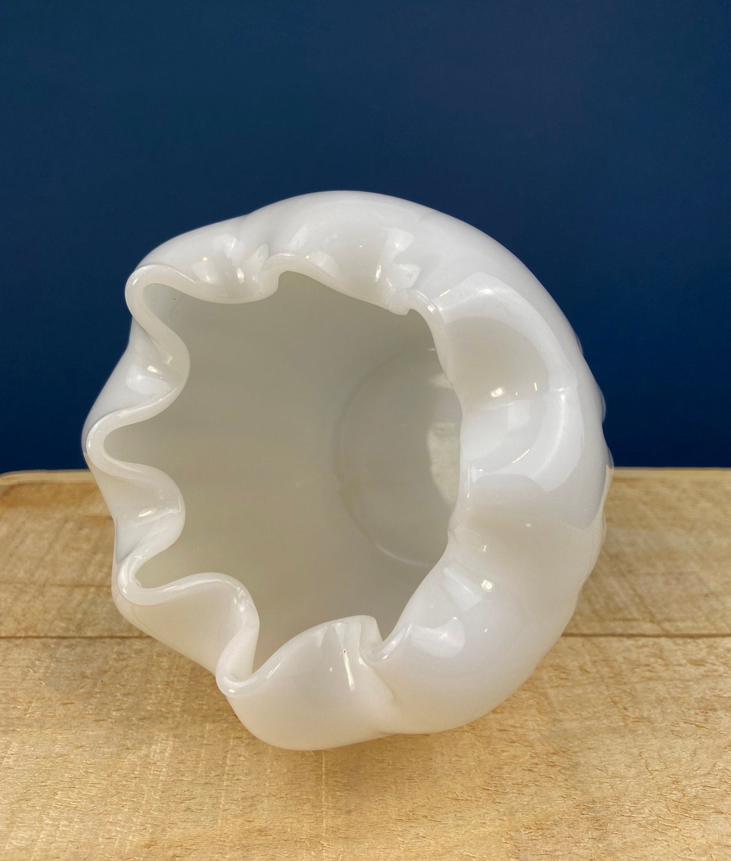 Milk Glass Planters or Vases. Vintage White Flower Pots with Ribbed Patterns and Pinched Rims. Set of Three. Window Sill Herbal Garden.