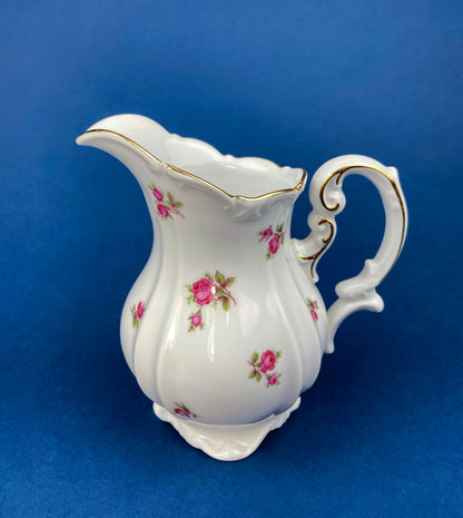 Antique Bavarian Teapot, Coffee Pot, Creamer, Sugar Bowl Set by Hertel Jacob Porcelain Co.