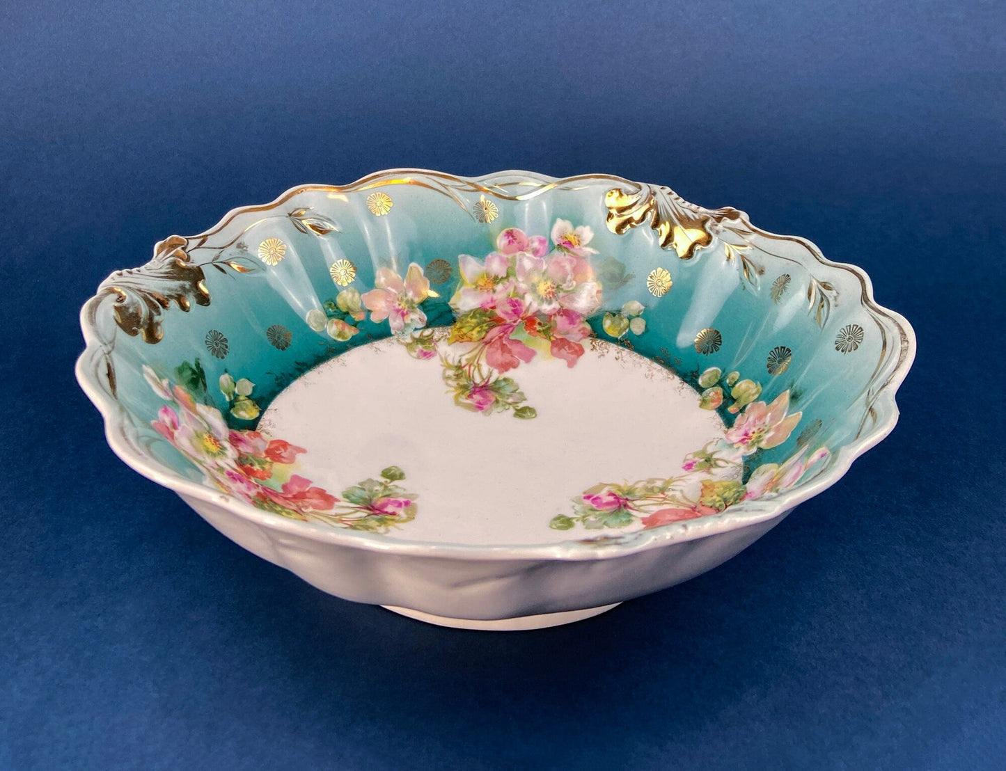 Antique Plate and Bowl by Milton, Imperial Vienna. Hand-Painted Tea Roses. Collectible Dessert Plate and Serving Bowl.