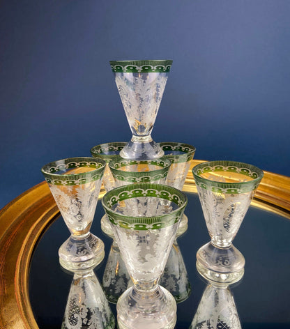 Bohemian Crystal Sweet Wine or Cordial Glasses. Set of Five Sapphire to Clear Cut Crystal Stemware. Look Like Jewels. Luxury Living.