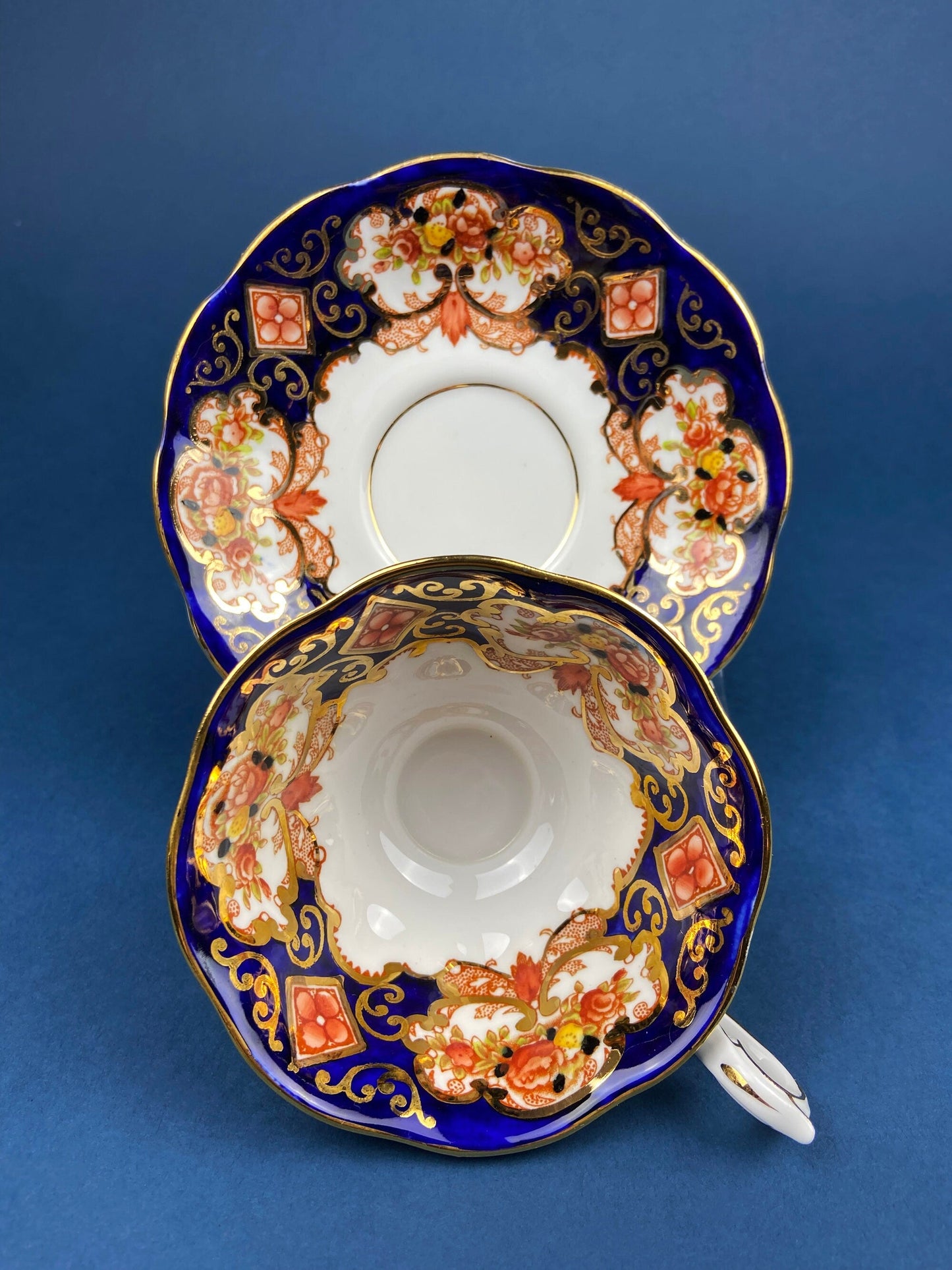 Vintage TeaCup and Saucer. Hand Painted Royal Albert Bone China. Heirloom Pattern. Made in England.