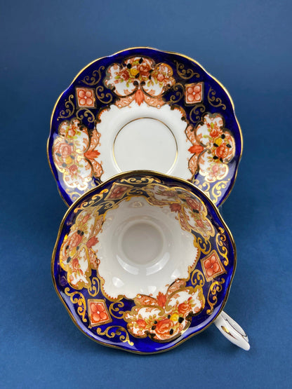 Vintage TeaCup and Saucer. Hand Painted Royal Albert Bone China. Heirloom Pattern. Made in England.