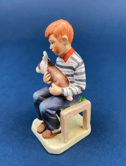Porcelain Figurine by Lefton of Girl Feeding Sick Goose with Message: "Giving is Loving." Get Well Soon Gift. Gratitude to Doctor Friend.