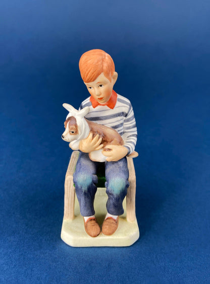 Porcelain Figurine by Lefton of Girl Feeding Sick Goose with Message: "Giving is Loving." Get Well Soon Gift. Gratitude to Doctor Friend.