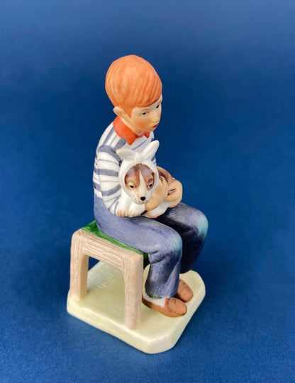 Porcelain Figurine by Lefton of Girl Feeding Sick Goose with Message: "Giving is Loving." Get Well Soon Gift. Gratitude to Doctor Friend.
