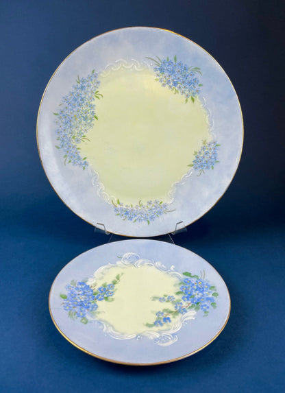 Antique Forget Me Not Porcelain Breakfast Set, Hand-Painted Floral Dishes