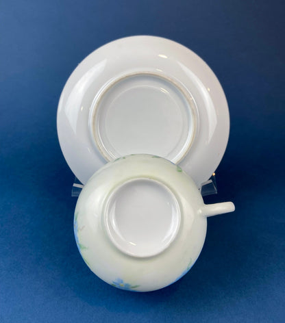 Antique Forget Me Not Porcelain Breakfast Set, Hand-Painted Floral Dishes